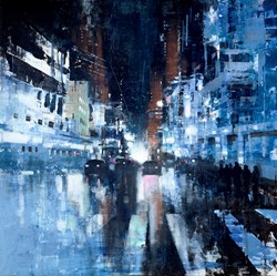 Blu Night by Paolo Fedeli - Original Painting on Stretched Canvas sized 32x32 inches. Available from Whitewall Galleries
